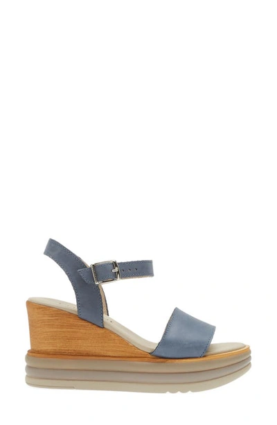 Shop Cordani Olivia Quarter Strap Wedge Sandal In Blue Leather