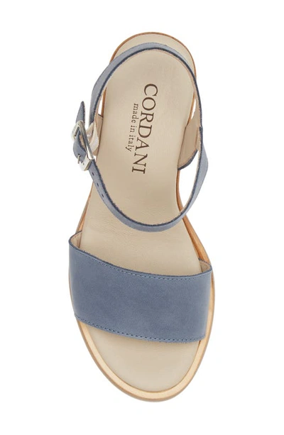 Shop Cordani Olivia Quarter Strap Wedge Sandal In Blue Leather