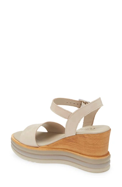 Shop Cordani Olivia Quarter Strap Wedge Sandal In Sabbia Leather