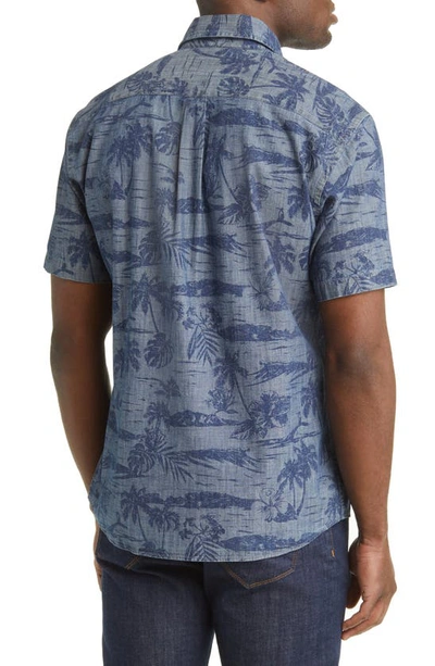 Shop Peter Millar Sea Lore Stretch Cotton Sport Shirt In Indigo