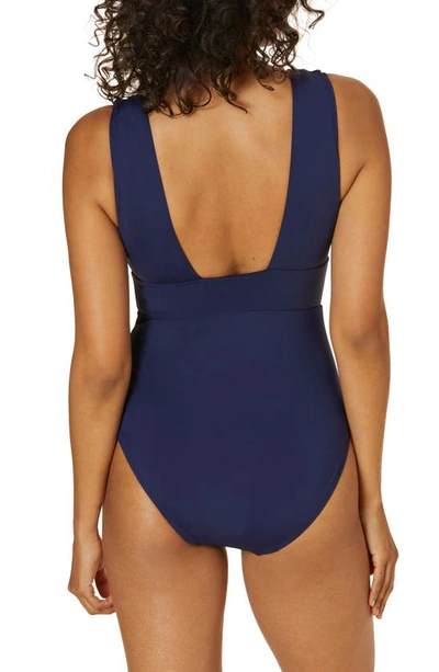 Shop Andie The Mykonos Long Torso One-piece Swimsuit In Navy