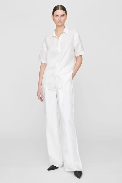 Shop Anine Bing Bruni Shirt In White Linen Blend