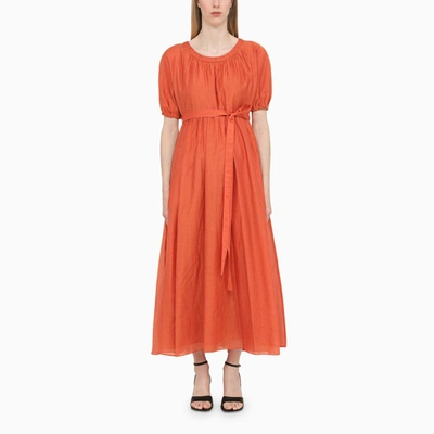 Shop 's Max Mara Orange Cotton Long Dress