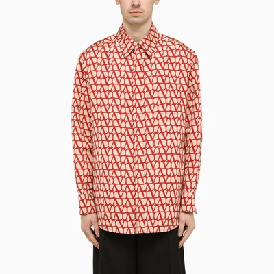 Shop Valentino | Beige/red Shirt In Toile Iconographe