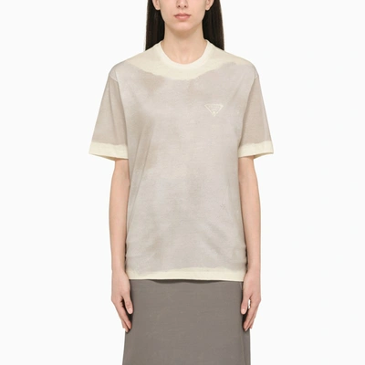 Shop Prada | Cloud/cream T-shirt With Slit In Grey