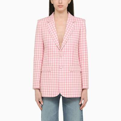 Shop Ami Alexandre Mattiussi Ami Paris | Pink/white Vichy Single-breasted Jacket