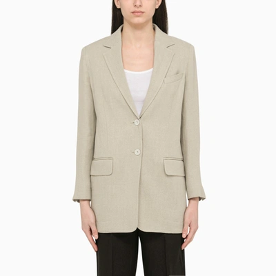 Shop Max Mara Single-breasted Sand Linen Jacket In Beige