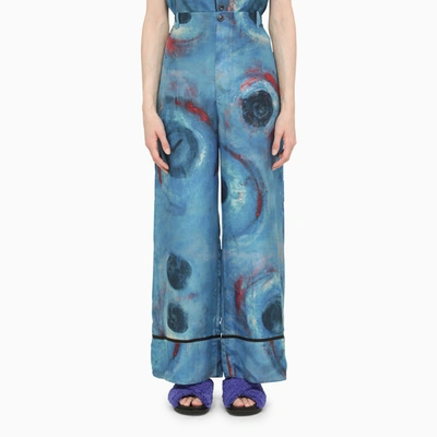 Shop Marni Blue Palazzo Trousers In Light Blue