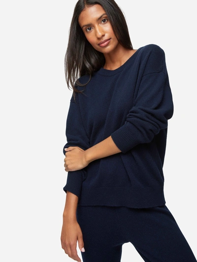 Derek Rose Women's Relaxed Sweater Daphne Cashmere Navy In Navy