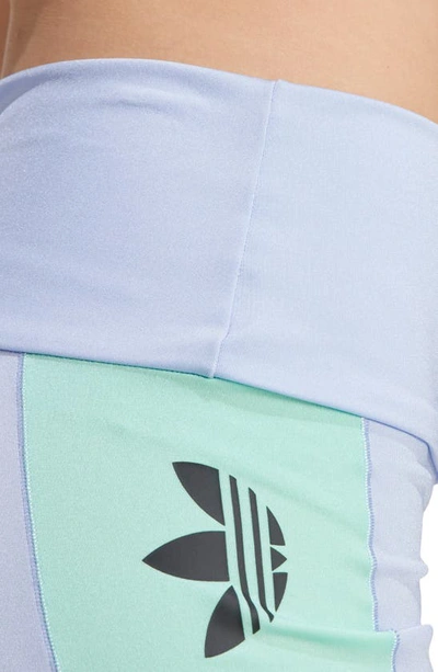 Shop Adidas Originals Shimmer Bike Shorts In Blue Dawn