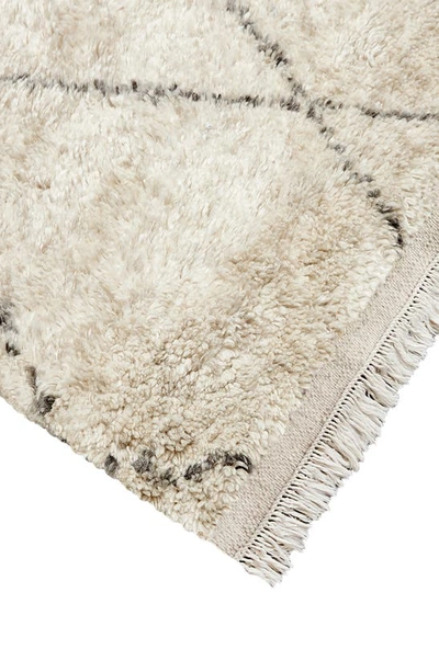Solo Rugs Shaggy Moroccan Wool Blend Area Rug In Ivory