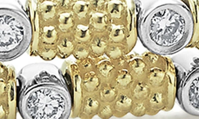 Lagos 18k White & Yellow Gold Signature Caviar Diamond Superfine Cuff Coil Bracelet In Gold