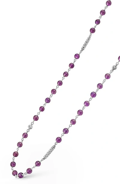 Shop Lagos Caviar Icon Amethyst Bead Dual Layer Necklace In Purple