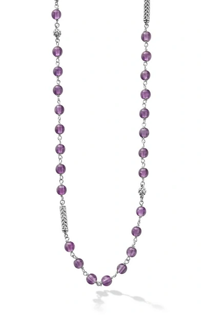 Shop Lagos Caviar Icon Amethyst Bead Dual Layer Necklace In Purple