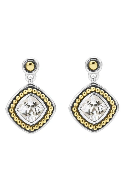 Shop Lagos Caviar Color White Topaz Drop Earrings In Gold