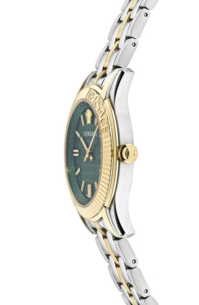 Versace Women's Swiss Greca Time Two Tone Stainless Steel Bracelet Watch 35mm In Two Tone