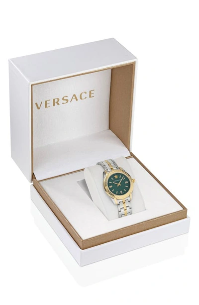 Versace Women's Swiss Greca Time Two Tone Stainless Steel Bracelet Watch 35mm In Two Tone