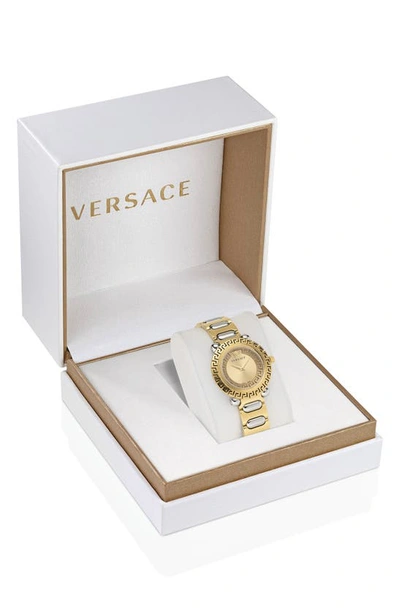 Shop Versace Greca Twist Bracelet Watch, 35mm In Two Tone