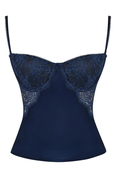 House Of Cb Lace Corset Camisole In Navy