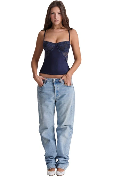 House Of Cb Lace Corset Camisole In Navy