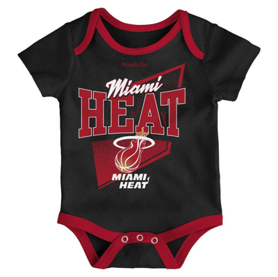 Shop Mitchell & Ness Infant  Black/red Miami Heat Hardwood Classics Bodysuits & Cuffed Knit Hat Set