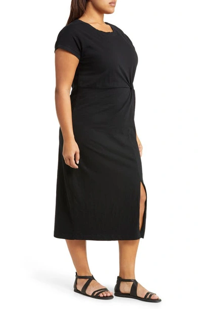 Shop Caslon Twist Detail Organic Cotton Dress In Black