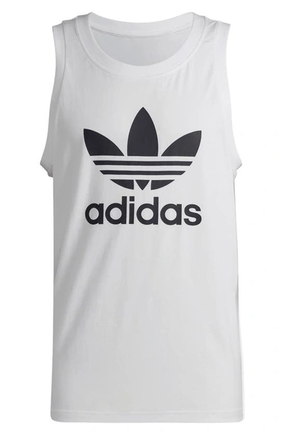 Shop Adidas Originals Trefoil Cotton Graphic Tank In White