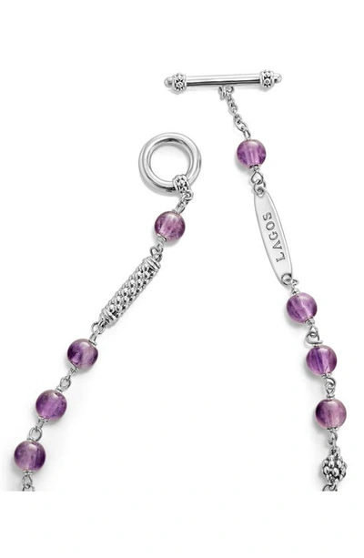 Lagos Caviar Icon Beaded Amethyst Toggle Bracelet In Amethyst