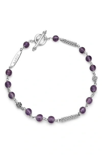 Lagos Caviar Icon Beaded Amethyst Toggle Bracelet In Amethyst