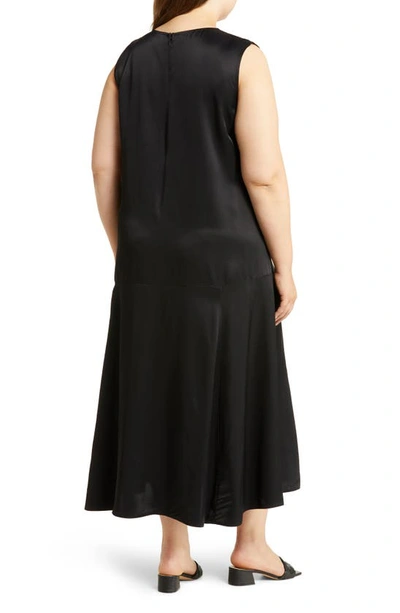 Shop Nordstrom Sleeveless Satin Maxi Dress In Black