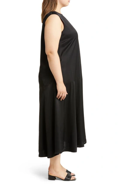Shop Nordstrom Sleeveless Satin Maxi Dress In Black