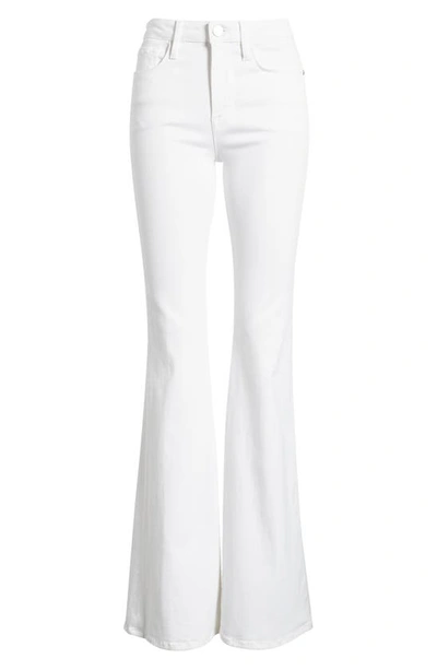 Shop Frame Le One High Waist Flare Jeans In Blanc