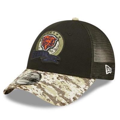 Shop New Era Youth  Black/camo Chicago Bears 2022 Salute To Service 9forty Snapback Trucker Hat