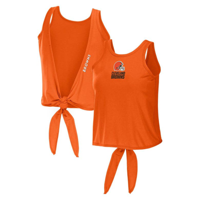 Shop Wear By Erin Andrews Orange Cleveland Browns Open Back Twist Tie Tank Top