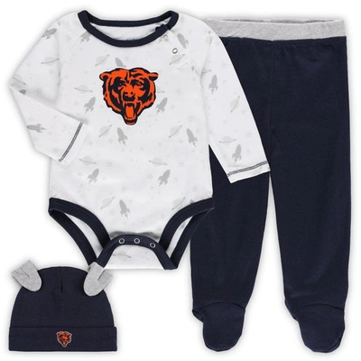 Shop Outerstuff Newborn & Infant White/navy Chicago Bears Dream Team Bodysuit Pants & Hat Set