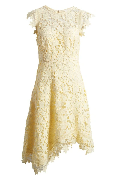 Shop Eliza J Lace Asymmetric Cocktail Dress In Yellow
