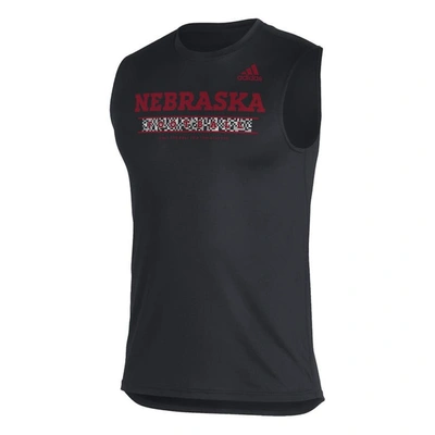 Shop Adidas Originals Adidas Black Nebraska Huskers Sideline Football Locker Creator Aeroready Sleeveless T-shirt