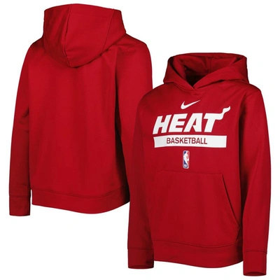 Shop Nike Youth  Red Miami Heat Spotlight Practice Performance Pullover Hoodie