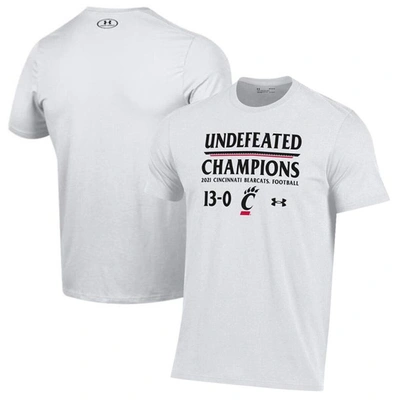Shop Under Armour White Cincinnati Bearcats 2021 Aac Football Conference Champions Undefeated T-shirt