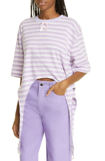 Shop Kkco Annika Garter Cotton T-shirt In Striped Lilac