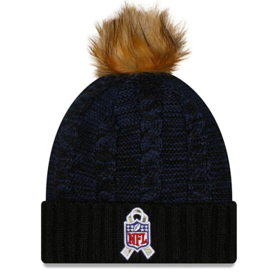 Shop New Era Black/navy Seattle Seahawks 2022 Salute To Service Pom Knit Hat