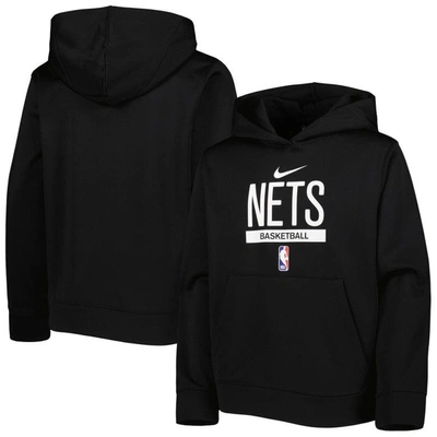Shop Nike Youth  Black Brooklyn Nets Spotlight Practice Performance Pullover Hoodie