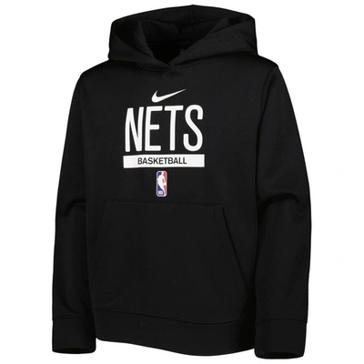 Shop Nike Youth  Black Brooklyn Nets Spotlight Practice Performance Pullover Hoodie