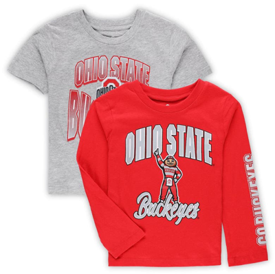 Shop Outerstuff Preschool Scarlet/heather Gray Ohio State Buckeyes Game Day T-shirt Combo Pack
