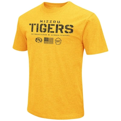 Shop Colosseum Gold Missouri Tigers Oht Military Appreciation Flag 2.0 T-shirt In Heather Gold