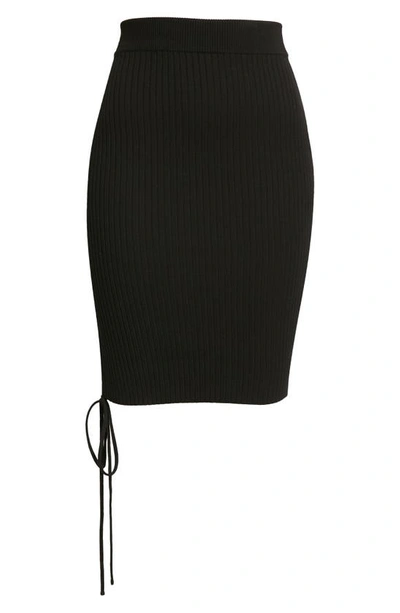 Shop Off-white Vanise Side Lace-up Rib Knit Skirt In Black