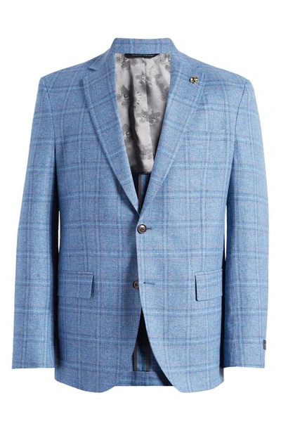 Blue Slim Fit Plaid Wool Blazer by