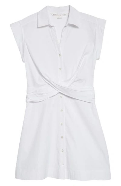 Shop Veronica Beard Nagano Crossover Stretch Cotton Shirtdress In White