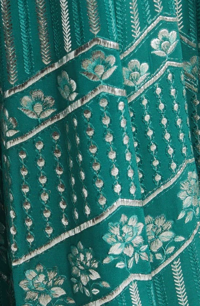 Shop Sani Anjali Metallic Embroidered Anarkali With Dupatta In Darker Green