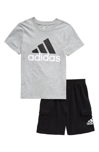 Shop Adidas Originals Kids' Graphic T-shirt & Shorts Set In Grey Heather